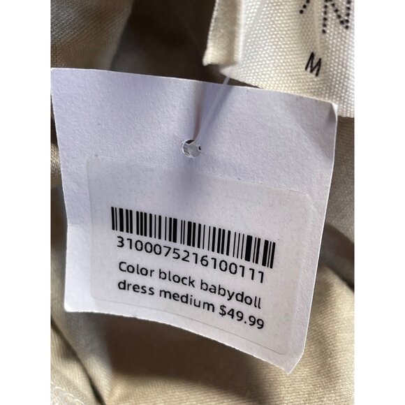 Fantastic Fawn Coated Color Block Babydoll Mini Dress Womens Medium Puff Sleeve - Picture 5 of 5